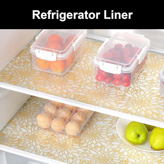 Cooyes Shelf Liner Drawer Liners, Shelf Liners for Kitchen Cabinets, Non-Adhesive Cabinet Liner, EVA Waterproof Non-Slip Refrigerator Liners for Kitchen Drawers（23.6" W x 118" L）