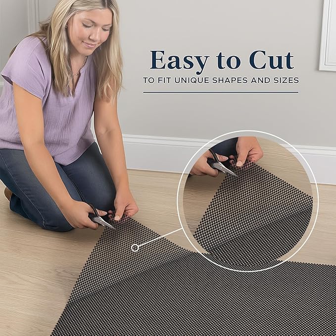 Veken 8x10 Ft Rug Pad Gripper for Hardwood Floors, Non Slip Black Rug Pads for Area Rugs, Thick Rug Grippers for Tile Floors, Under Carpet Anti Skid Mat, Keep Your Rugs Safe and in Place