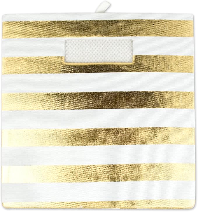 DII Polyester Cube Storage Collection Hard Sided Collapsible, 11x11x11, Gold