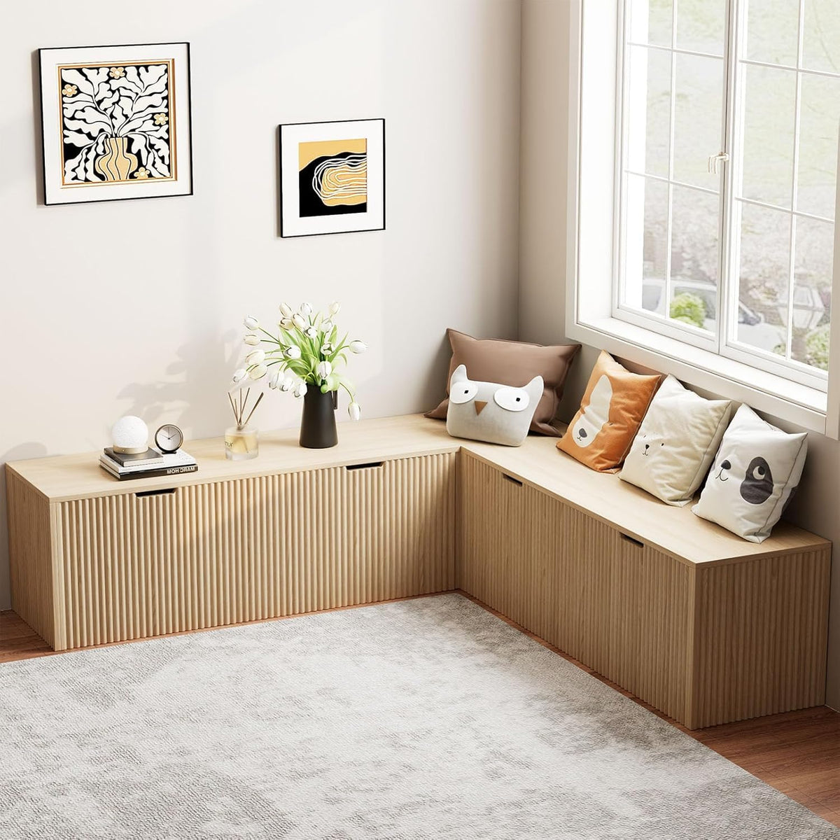 L-Shaped Corner Bench with Hidden Storage – Backless Breakfast - Image 1
