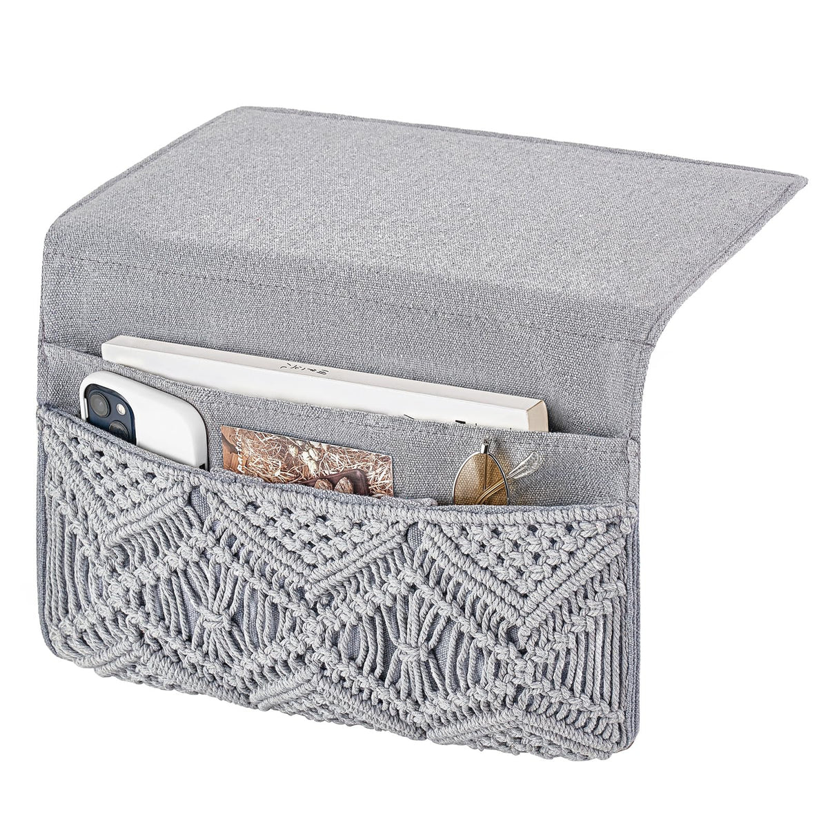 Mkono Macrame Bedside Caddy, Boho Bed Storage Organizer - Image 1