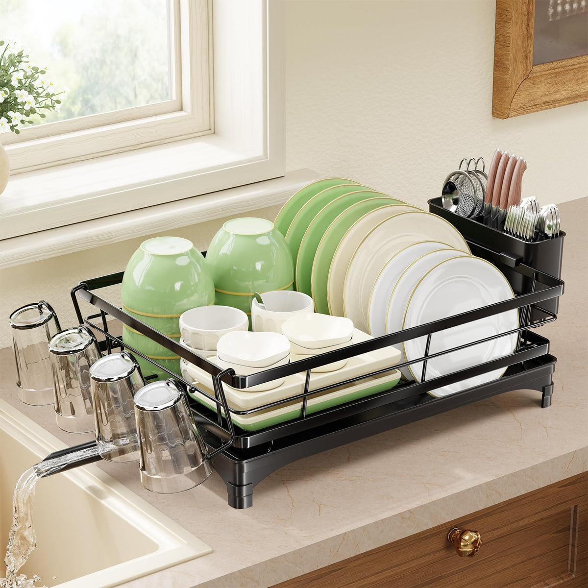 Simple Trending Dish Drying Rack for Kitchen Counter, Stainless - Image 1