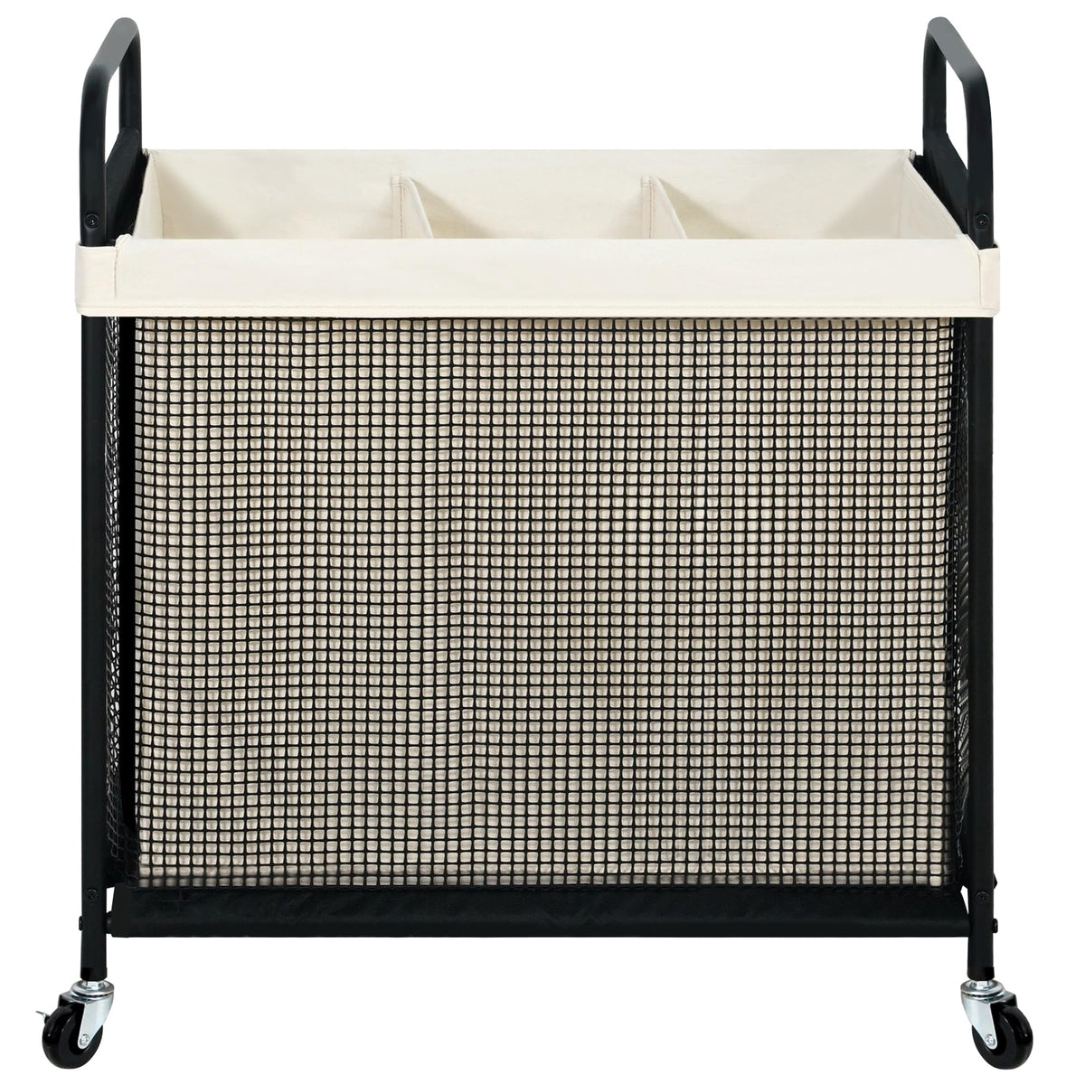 Laundry Hamper 3 Section, 120L Rolling Laundry Sorter Cart - Image 1