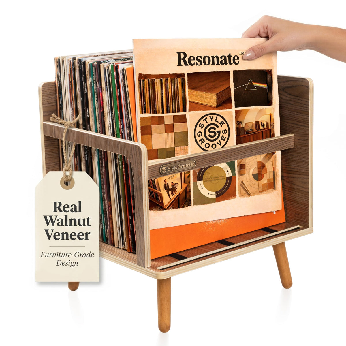 Walnut Vinyl Record Holder | Holds 50-65 LPs | Vinyl - Image 1