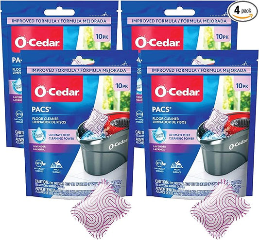 O-Cedar Floor Cleaning 40ct Pacs Lavender Scent 10ct (4-Packs)