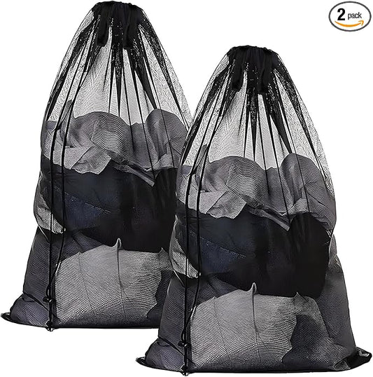 2 Pack Mesh Laundry Bags with Drawstring Closure, 23 X 35 Inches Large Washable Mesh Laundry Bag for Travel, Sports, Dorms, Family and Apartment Dwellers