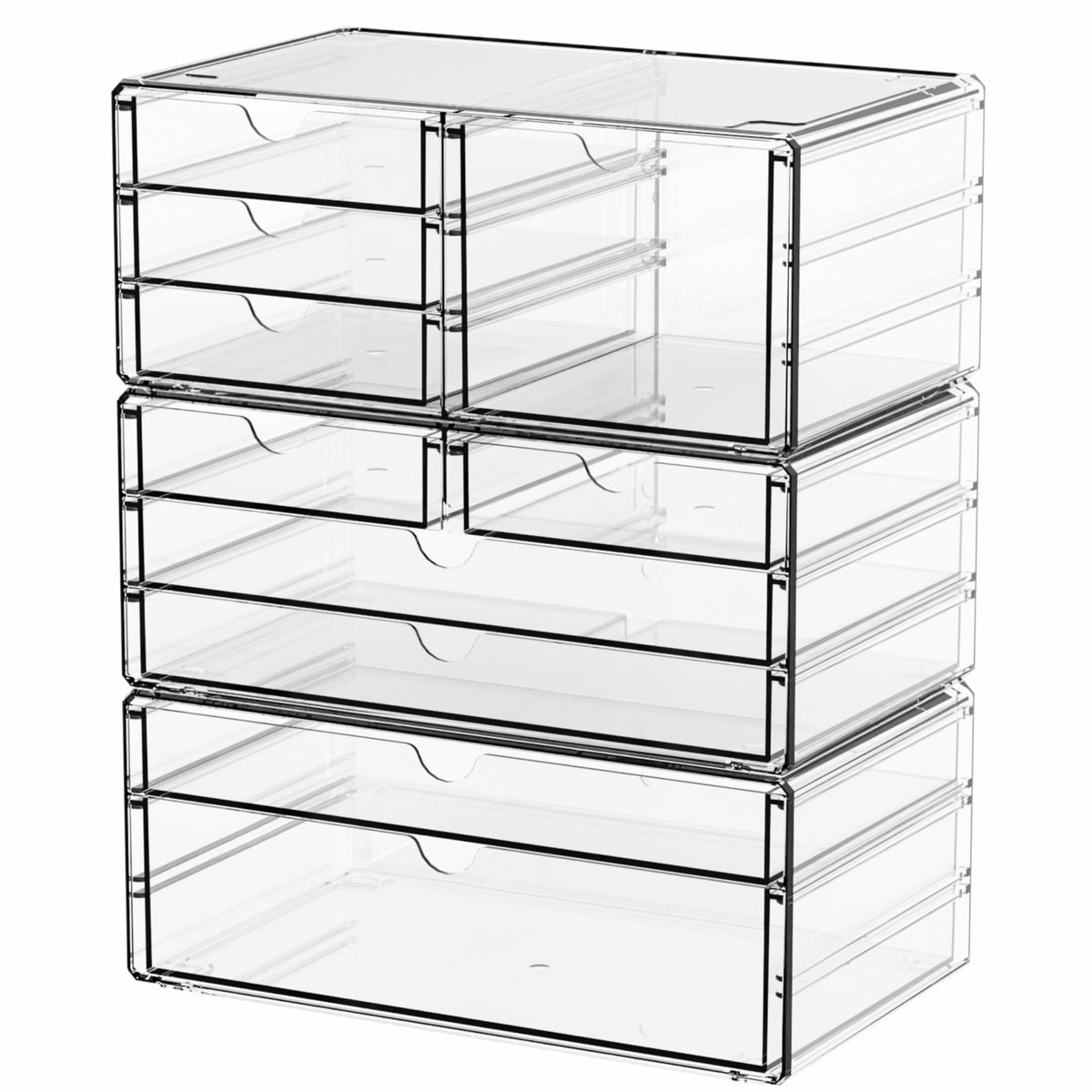 3 Pack Clear Storage Drawers With 10 Drawers,Stackable - Image 1
