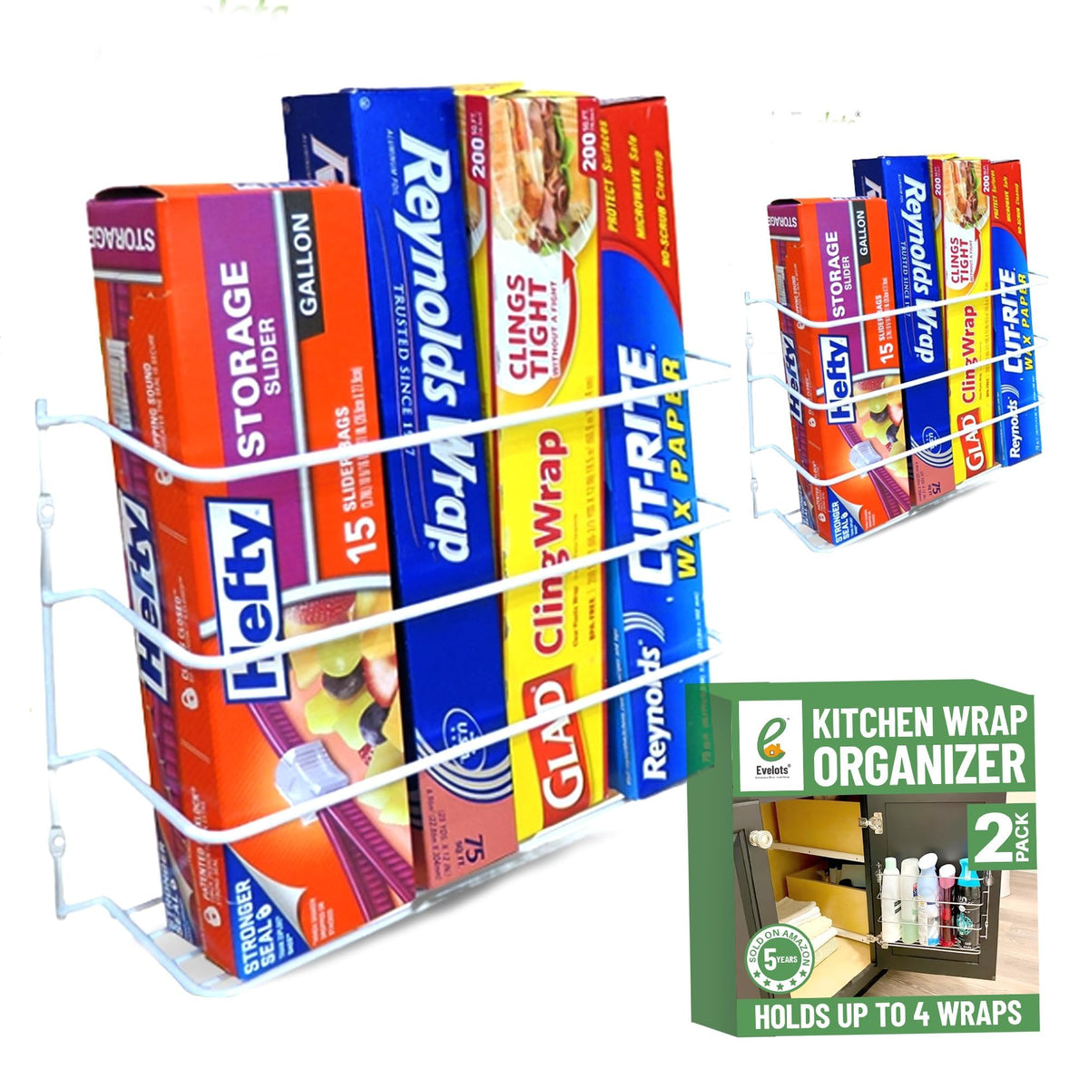 Kitchen Wrap & Food Bag Organizer Wall/Cabinet Mount, 2-Pack - Image 1
