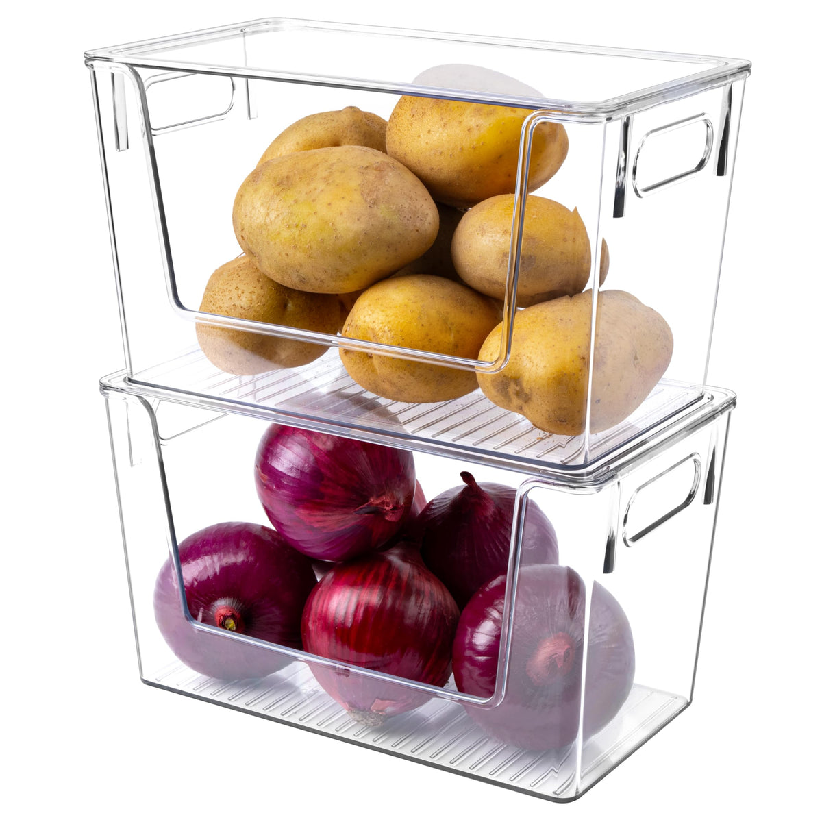 2 Pack Large Stackable Storage Bins, Plastic Container - Image 1