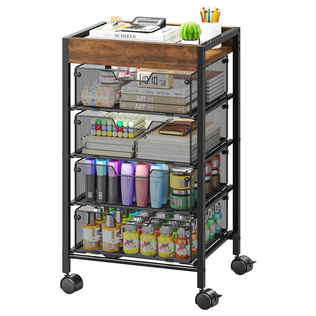 Rolling Cart with Drawers - Under Desk Storage Cart - Image 1