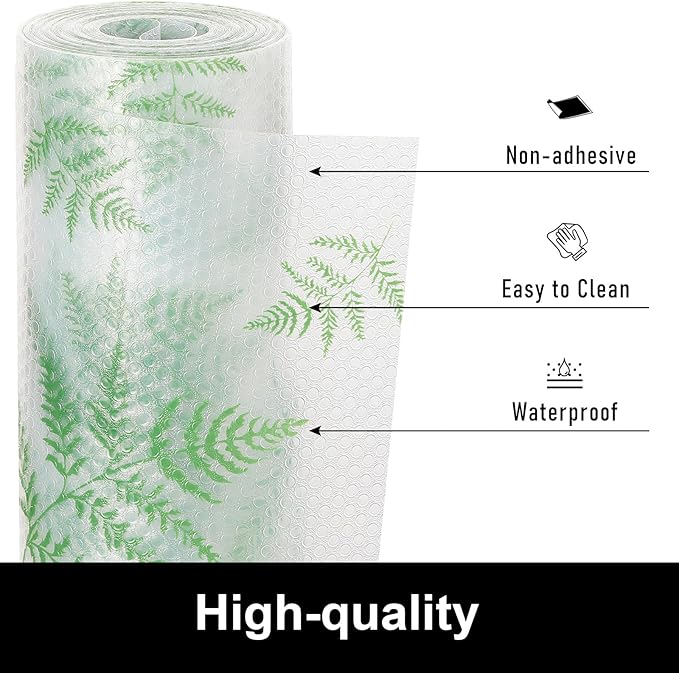 Cooyes Shelf Liners for Kitchen Cabinets Refrigerator Liners Waterproof & Oil-Proof Kitchen Cupboard Liner Drawer Mats EVA Material Non Adhesive Fridge Liner for Shelves（11.8" W x 236" L）