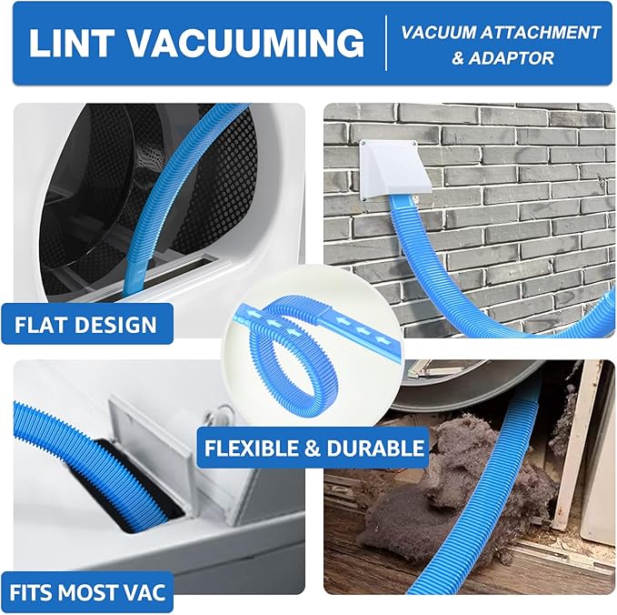 22-Piece 60-Feet Dryer Vent Cleaner Kit, Dryer Vent Cleaning Kit Lint Remover with Dryer Vent Brush, Vacuum Hose Attachment Cleaning Tools, Flexible Lint Trap Brush, Vacuum & Dryer Adapters