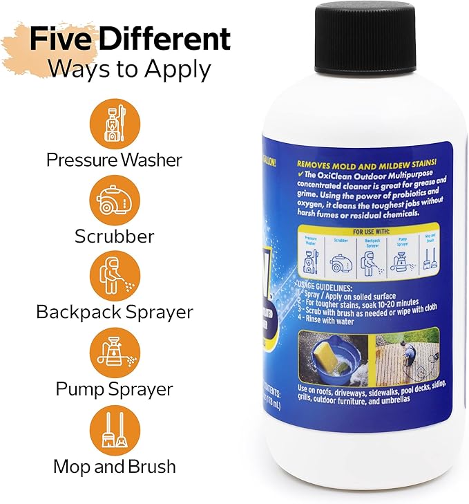 OxiClean - Outdoor Multipurpose Super Concentrated Cleaner - Makes 2 Gallons - Stain Remover - Driveway Cleaner for Concrete - Degreaser for Cement and Brick (2 PK 6oz Bottle = 2 Gallons)