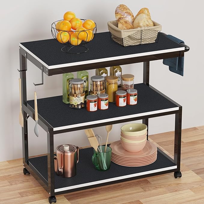Shelf Liners for Kitchen Cabinets Non Adhesive Drawer Liner for Bathroom Waterproof Refrigerator Liners for Shelves Fridge Plastic Mats Cabinet Cupboard Liner Black 11.8 x 118 Inches
