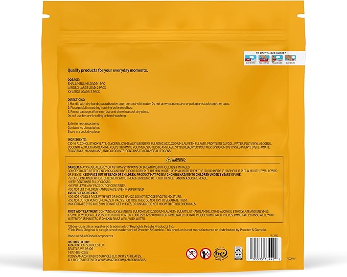Amazon Basics Laundry Detergent Pacs, Original Scent, Powerful Triple Action, 112 Count