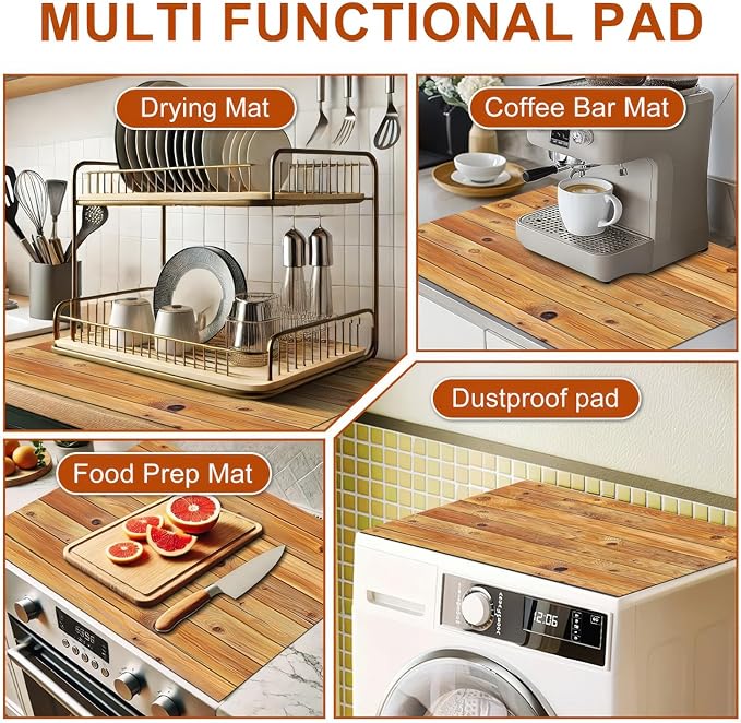 Stove Top Covers Pad Dish Drying Mat 28 x 20 inches Kitchen Decorations Offee Bar Mats Absorbent Pad for Stove Top, Dishes, Utensils, Countertops, Sinks Dish Drying Pads