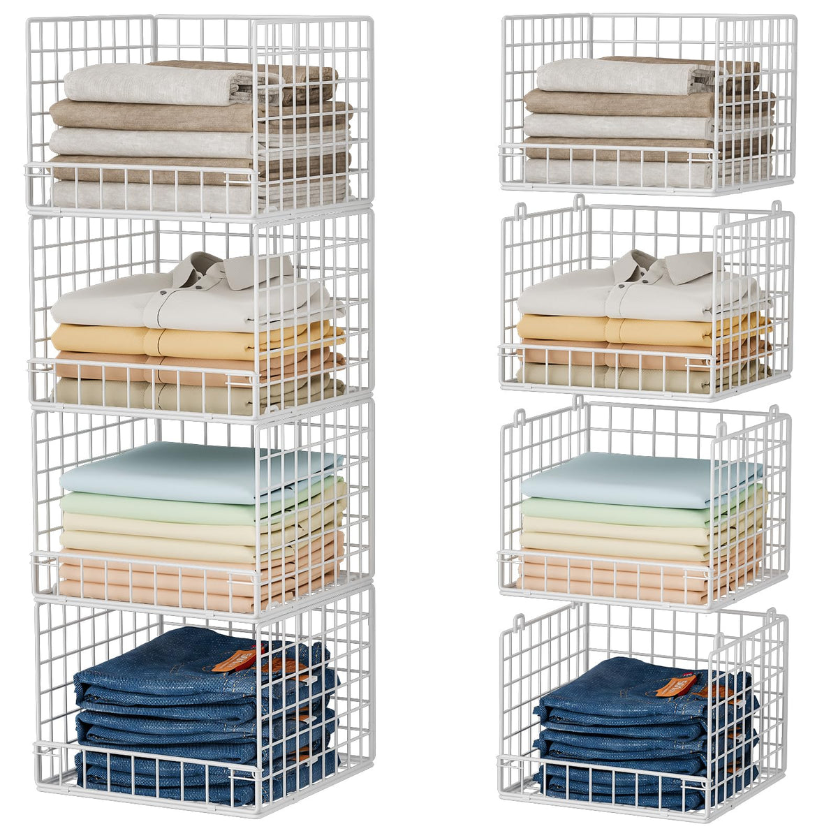 4-Tier Stackable Closet Organizers and Storage Baskets - Image 1