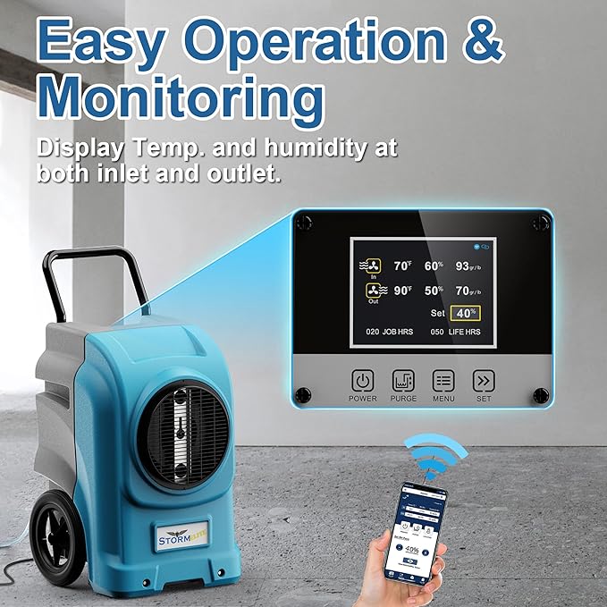 AlorAir 270 Pints Commercial Dehumidifiers Smart Wi-Fi with Pump, Up to 3,000 Sq.Ft Coverage for Large Room or Basements, Industrial Dehumidifier with Drain Hose, 5 Years Limited Warranty