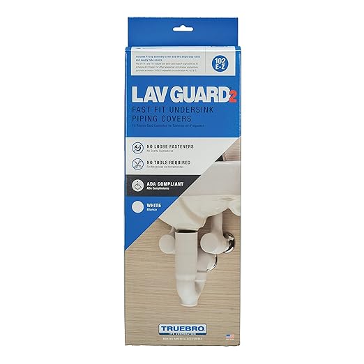 Truebro 82193 Lav Guard 2 100 Series Undersink Molded Vinyl Tubular P-Trap Piping Cover and 2 Angle Valve and Supply Covers (102 E-Z), China White