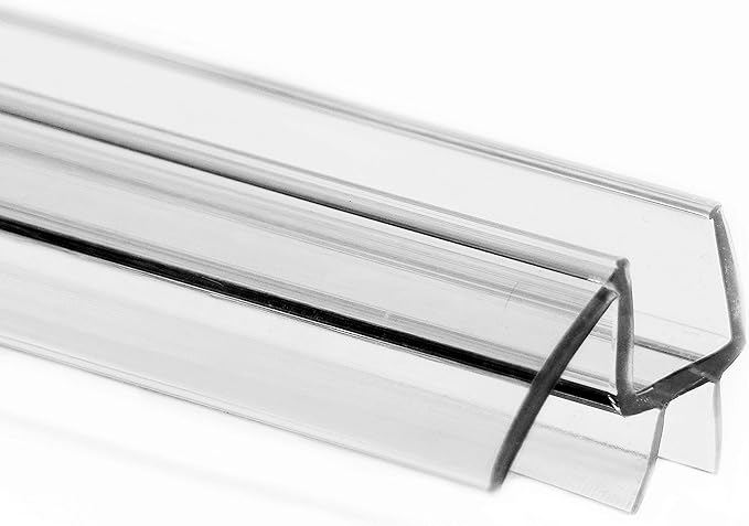 eatelle Shower Door Bottom Seal with Drip Rail for 1/2" (12mm) Thick Glass, 36" Long Sweep - Ultra Clear Polycarbonate