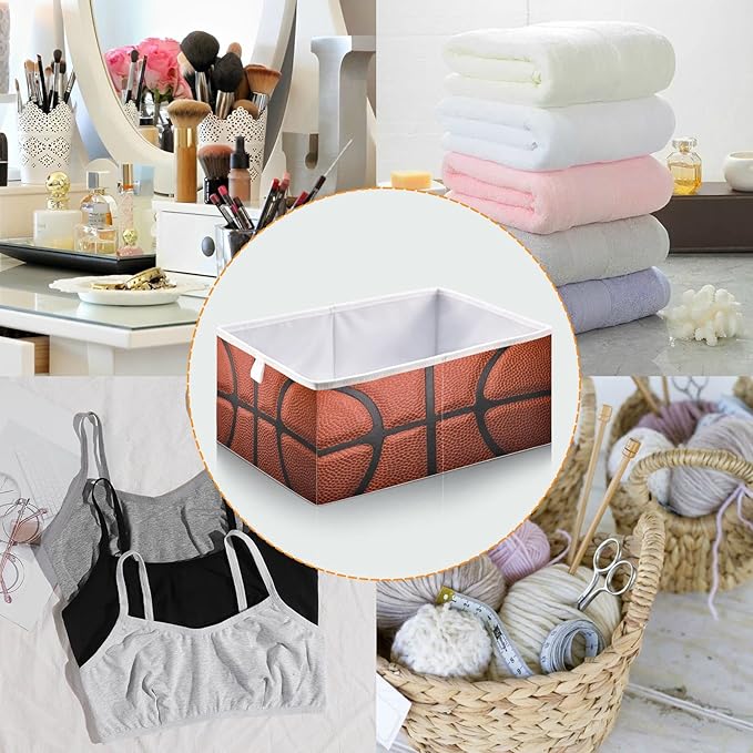 Bolaz Basketball Ball Texture Closet Organizers Storage Cubes Storage Bins Shelf Baskets Containers for Home Kids Room Toys Office