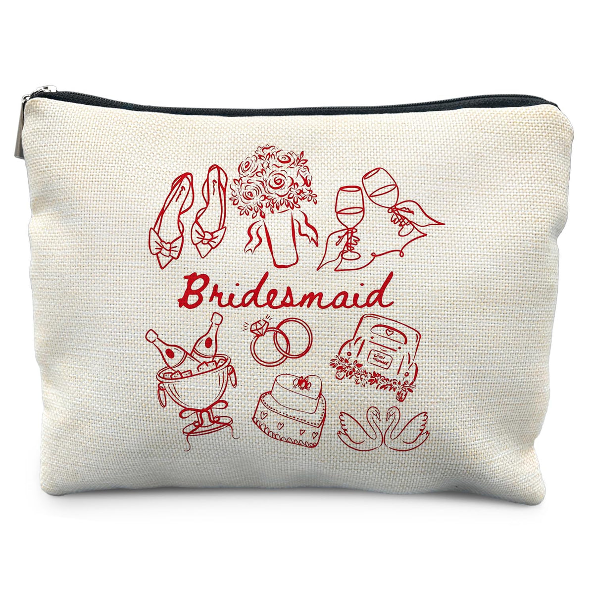 Bridesmaid Proposal Gifts Canvas Makeup Bag for Women Bestie - Image 1