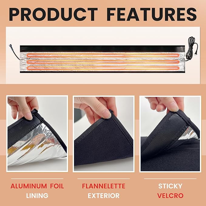 6 Ft YeloDeer 110 V~120 V Stickable Waterproof Pipe Heat Tape Blanket with 6 Ft Power Cord, 38.5" x 6.2" Aluminum Foil Water Heat Trace Blanket for Metal & Plastic Pipe freeze Protection