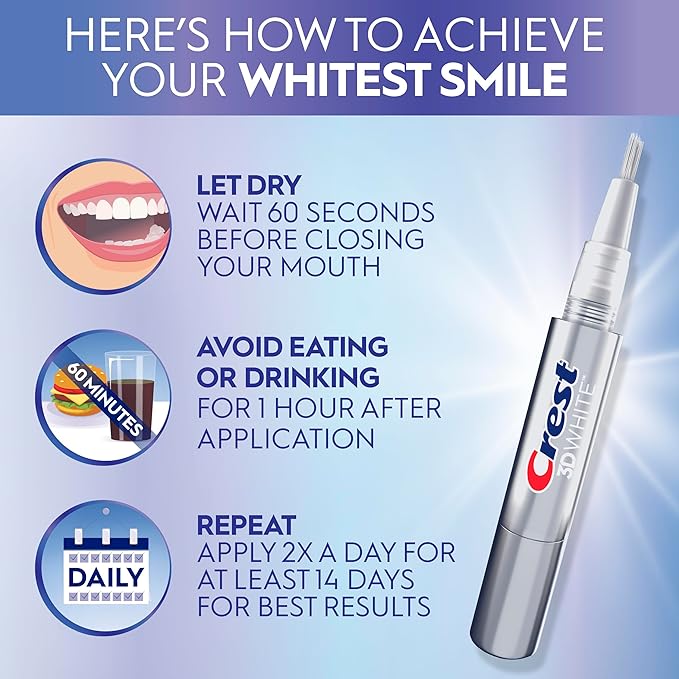 Crest 3DWhite Teeth Whitening Pen – Easy to Use,Erases Surface Stains – Up to 75 Uses per Pen-– Convenient,On-The-Go Teeth Whitening Solution,(Pack of 8)
