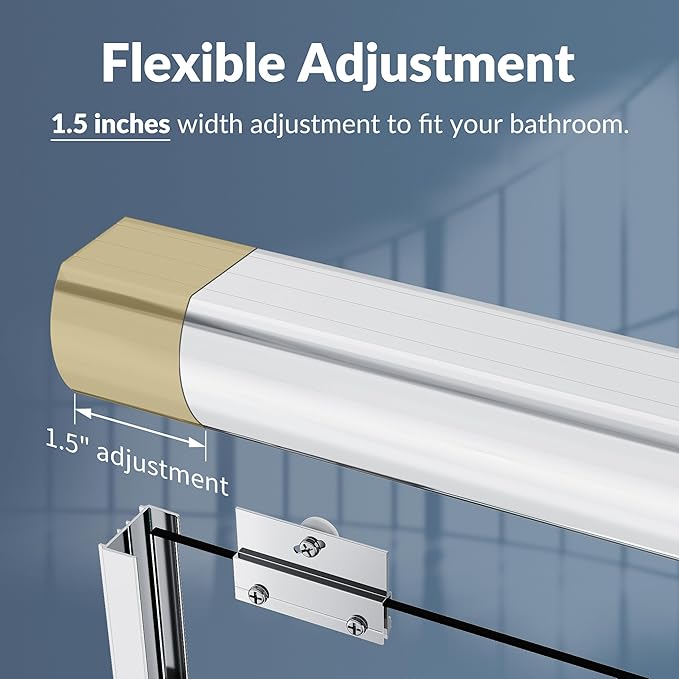 SUNNY SHOWER Doors Glass Sliding Semi-Frameless Shower Glass Door, 1/4" Clear Glass, 52.5-54" W x 72" H Bathroom Sliding Shower Enclosure Chrome Finish