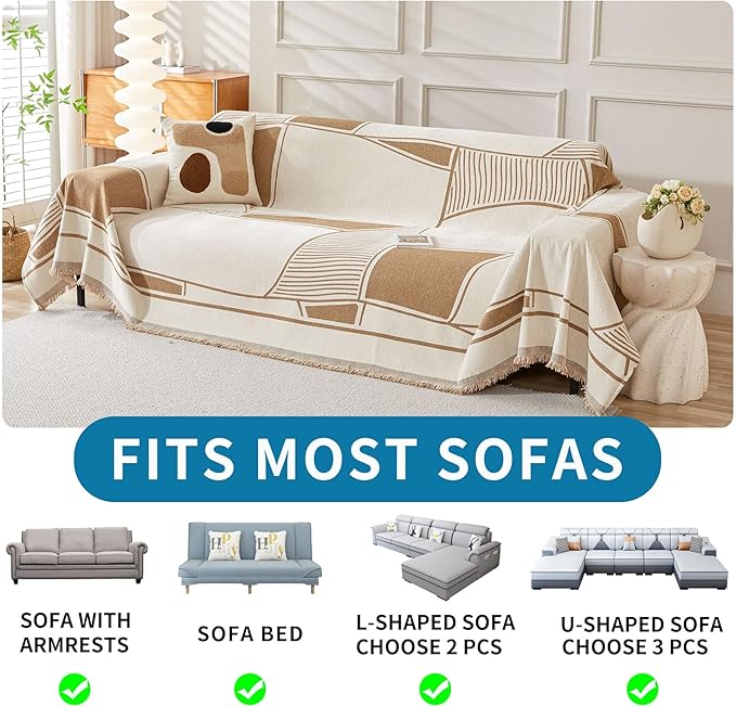 HAOMAIJIA Non Slip Couch Cover Sofa Covers for 3 Cushion Couch Washable sectional Couch Covers for Dogs pet Furniture Protector Couch Cover Blanket for Living Room (91"x134")