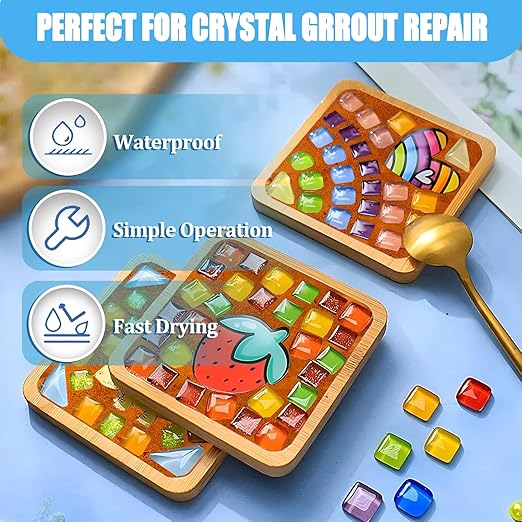 Mosaic Crystal Grout, Mosaics Tile Tools, Mosaic Tile Accessories – Essential for Handmade Grouting and Perfect for DIY Craft Projects (Orange Red, 4.5oz)