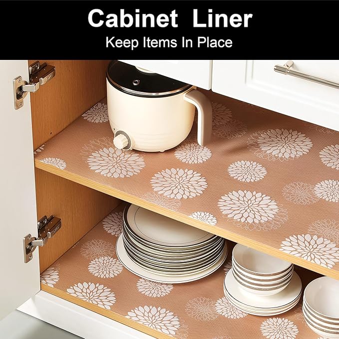 Cooyes Shelf and Drawer Liners for Kitchen Cabinets, Non Adhesive Cabinet Liner, EVA Waterproof Durable Non-Slip Drawer Mats for Shelves, Refrigerator, Storage, Desks（11.8" W x 360" L）