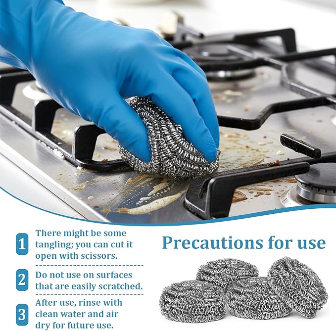 SHENLIU 100 Pieces Steel Wool Scrubber, 15 Gram Metal Scourers Stainless Steel Scrubber Bulk for Cleaning Kitchen Bathroom Household and More