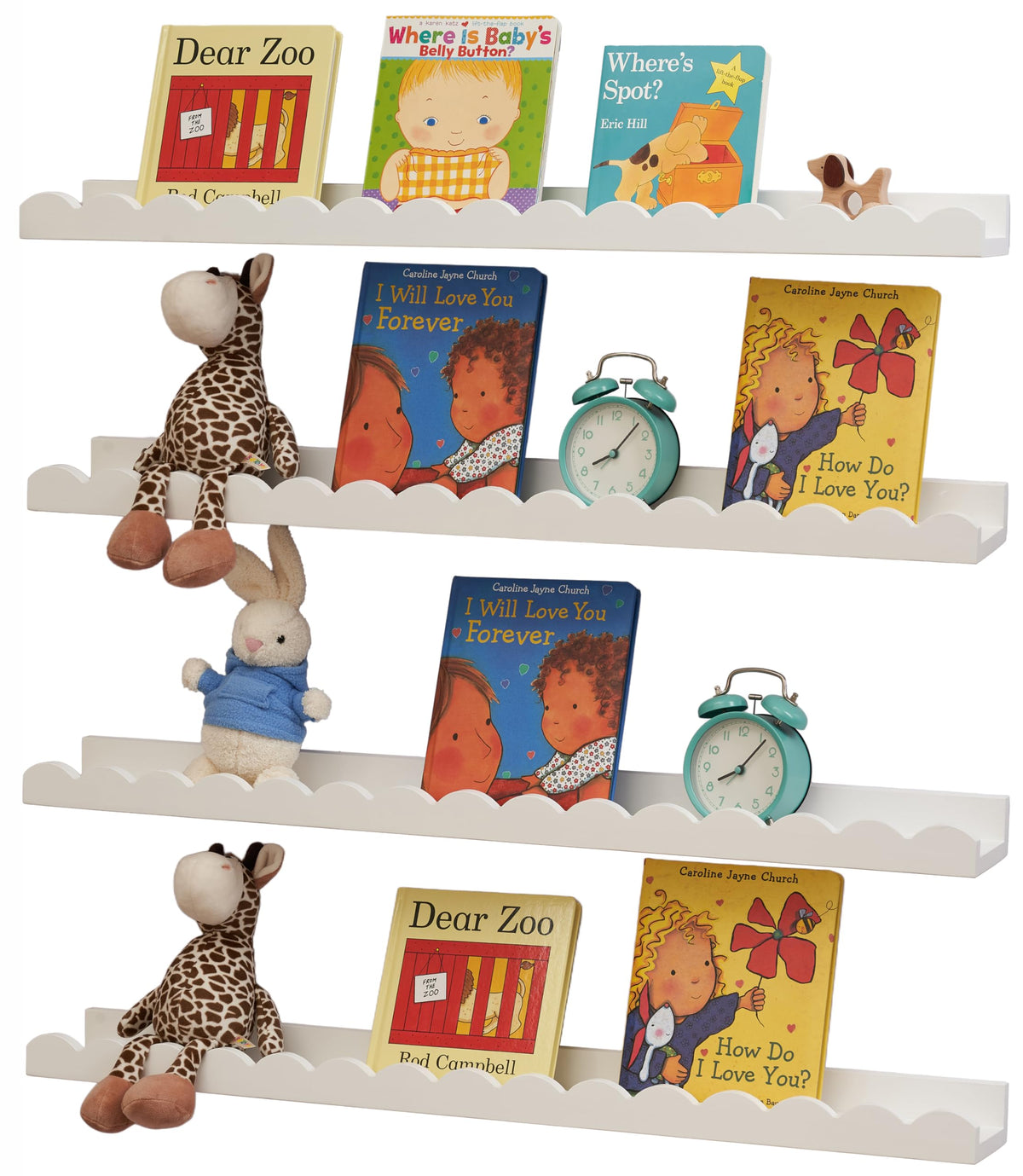 Scalloped Baby Book Floating Shelf for Wall 24 inch Set - Image 1