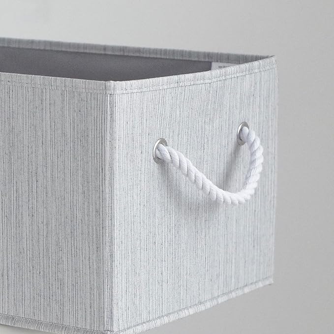 Pack of 2 Storage Bins Closet Organizer System, Sturdy Foldable Storage Boxes for Organizing Clothing, Books - Shelf Organizer Shelves Basket Storage Bin with Handles, Grey