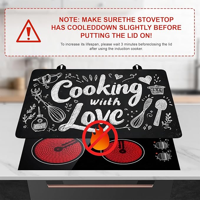 Stove Top Cover for Home Decoration Kitchen Pad Washable Cooktop Covers Countertop Stove Protector Mat for Home Kitchen Cooktops (Cooking with love, 30"x21")