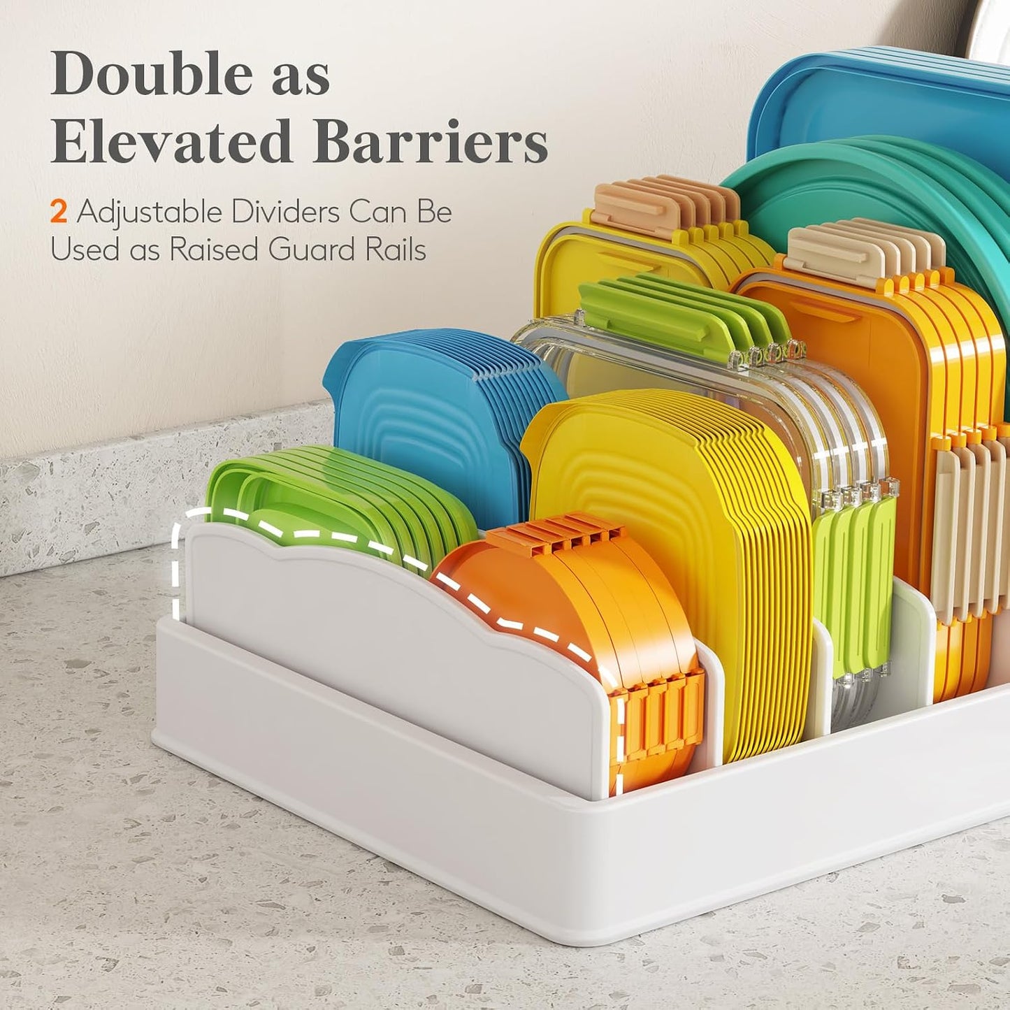 Lifewit Kitchen Cabinet Organizer for Food Contanier Lid with 7 Sections