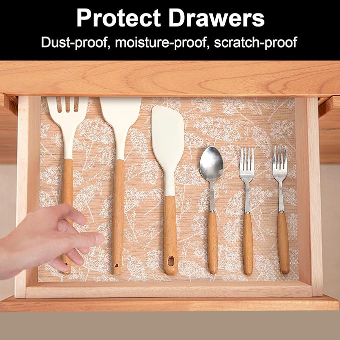 Cooyes Shelf Liners for Kitchen Cabinets, Refrigerator Liners Waterproof & Oil-Proof Kitchen Cupboard Liner Drawer Mats EVA Material Non Adhesive Fridge Liner for Shelves（11.8" W x 236" L）