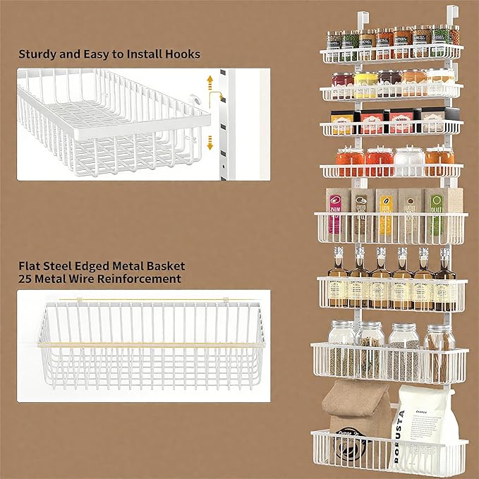 Over-the-Door Pantry Organizer — White Metal