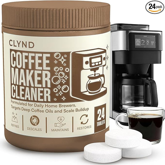 Coffee Maker Cleaner and Descaler Tablets 24-Pack, Residue-free, Compatible with Nespresso, Ninja, Multi-cup, Single-serve, Delonghi, Espresso Machine, Keurig, Coffee Pot Cleaner Cleaning Tabs