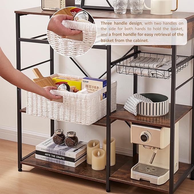 Wicker Storage Basket — Rectangular, White