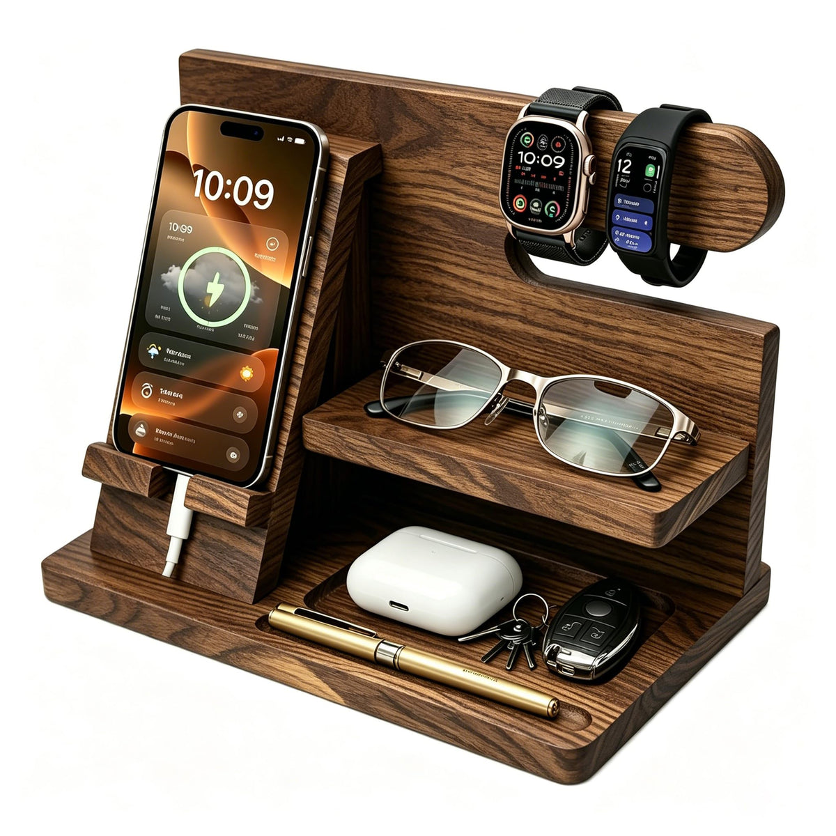 Gifts for Men Wood Phone Docking Station Birthday Gift for Men - Image 1