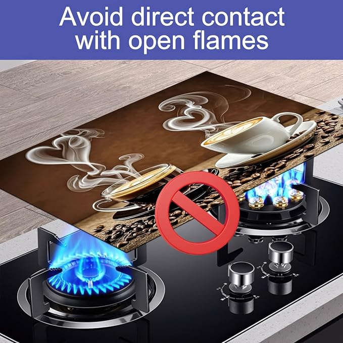 Stove Top Covers for Electric 28 x 20 inches Coffee Bar Mats Kitchen Decorations Pad for Coffee Maker Machine Stove Top Cover Utensils Countertops Sinks