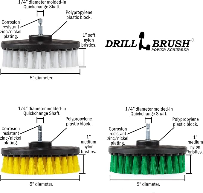 House Cleaning - Kitchen Tools - Shower Cleaner - Bathroom Accessories - Drill Brush - All Purpose Spin Brush Cleaning Kit - Stove-top, Oven Rack, Sink, Tile and Grout - Shower Door - Glass Cleaner