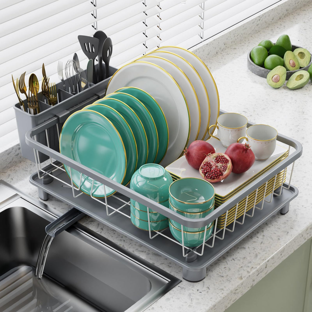 Hiviweer Dish Drying Rack for Kitchen Counter, 16.2" L x 12.5" W - Image 1