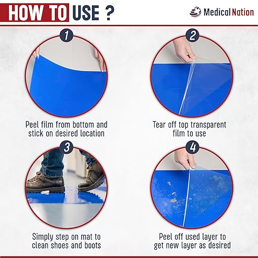 Sticky Mat - 24" x 36" - 120 Blue Sheets (Pack of 4 Mats - 30 Sheets per Mat) for Clean Rooms, Construction, Medical Facilities, Laboratories, Hospitals and Pets - Tacky Adhesive Mats