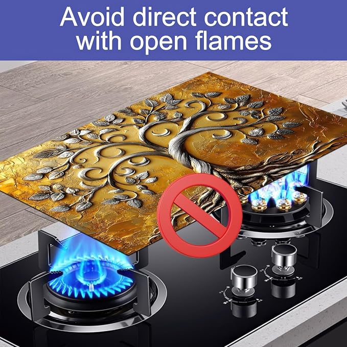 Stove Top Covers Pad Silver Tree of Life Kitchen Decorations 28 x 20 inches Stove Top Cover for Electric Coffee Bar Mats Pad Fit Coffee Maker Machine Countertops and Sinks