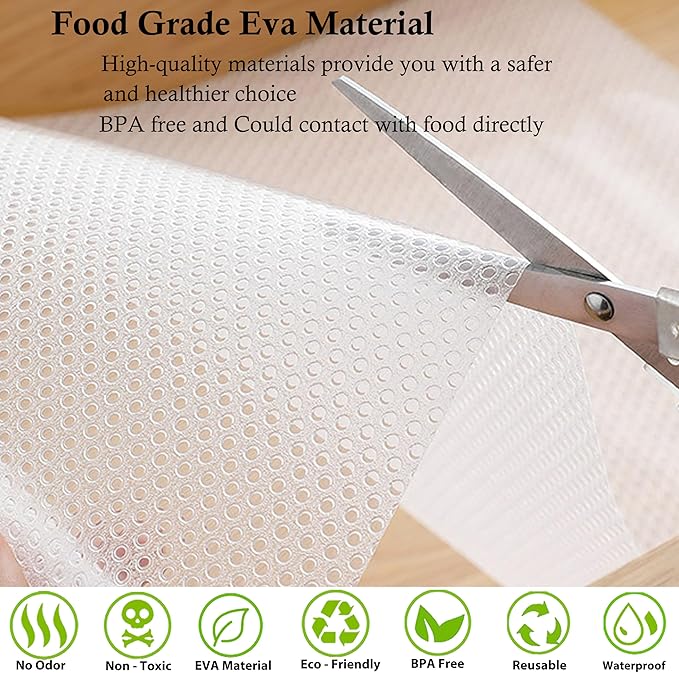 Shelf Liner with Adhesive Cabinet Drawer Liners Peel and Stick 15 in X 20 Ft Non-Slip Waterproof Kitchen Cupboard Drawer Mat for Pantry Shelves Closet Bathroom Refrigerator Liner Removable