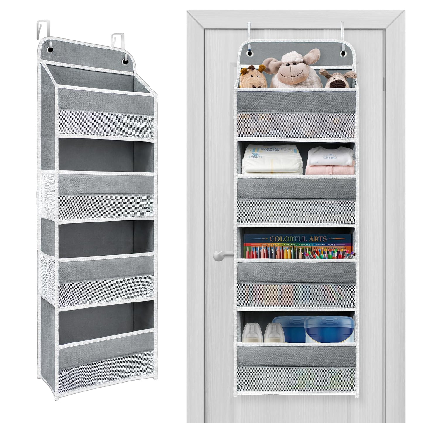 4-Shelf Over-the-Door Organizer with Side Pockets - Image 1