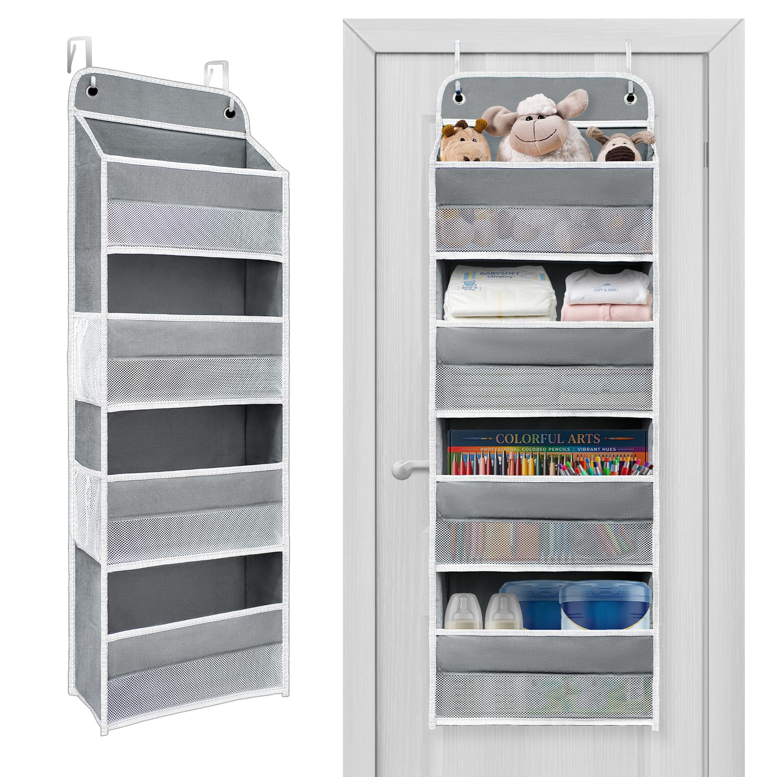 4-Shelf Over-the-Door Organizer with Side Pockets - Image 1